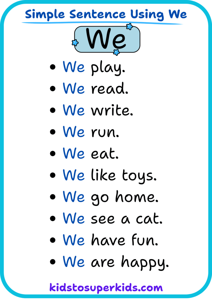 sight words we words use each sentence . early readers. simple sentence repeated words